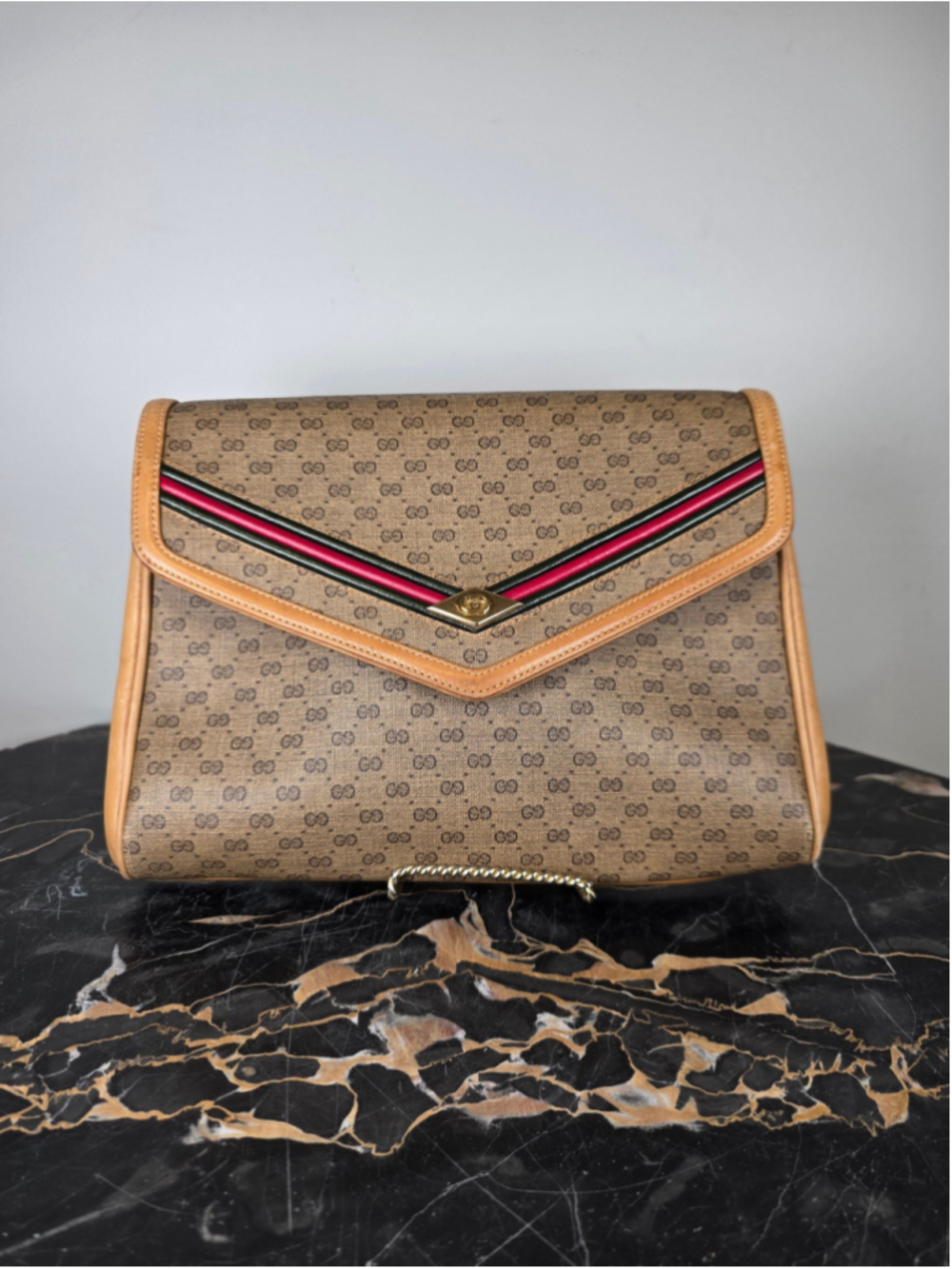 Gucci Micro-GG Supreme Sherry Line Envelope Crossbody/Clutch 1980s
